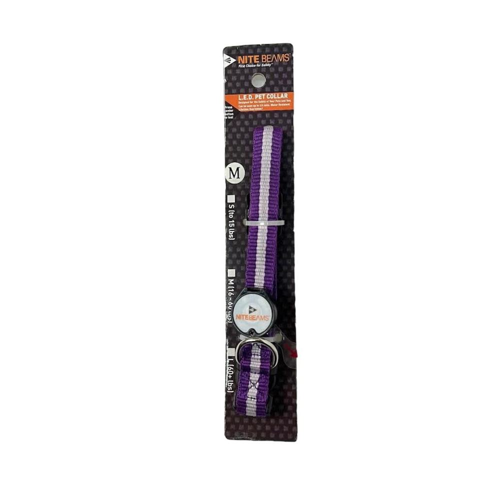 NiteBeams Purple LED Lighted Pet Collar 13"-19" Medium